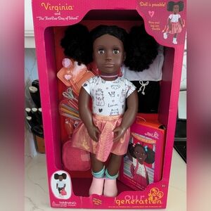 NEW Our Generation Virginia Poseable 18" Doll With School Accessories And Book